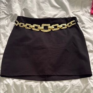 STAUD size medium Black Skirt with Gold Chain Detail